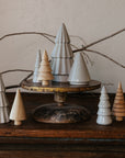 Set of 9 Stoneware and Wooden Christmas Tree Figurines