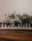 Metal Nativity Scene on Wood Stand
