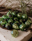 Set up 36 Miniature Mercury Glass Green Ornaments