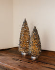 Black and Silver Pearled Bottle Brush Christmas Trees