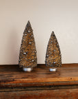 Black and Silver Pearled Bottle Brush Christmas Trees