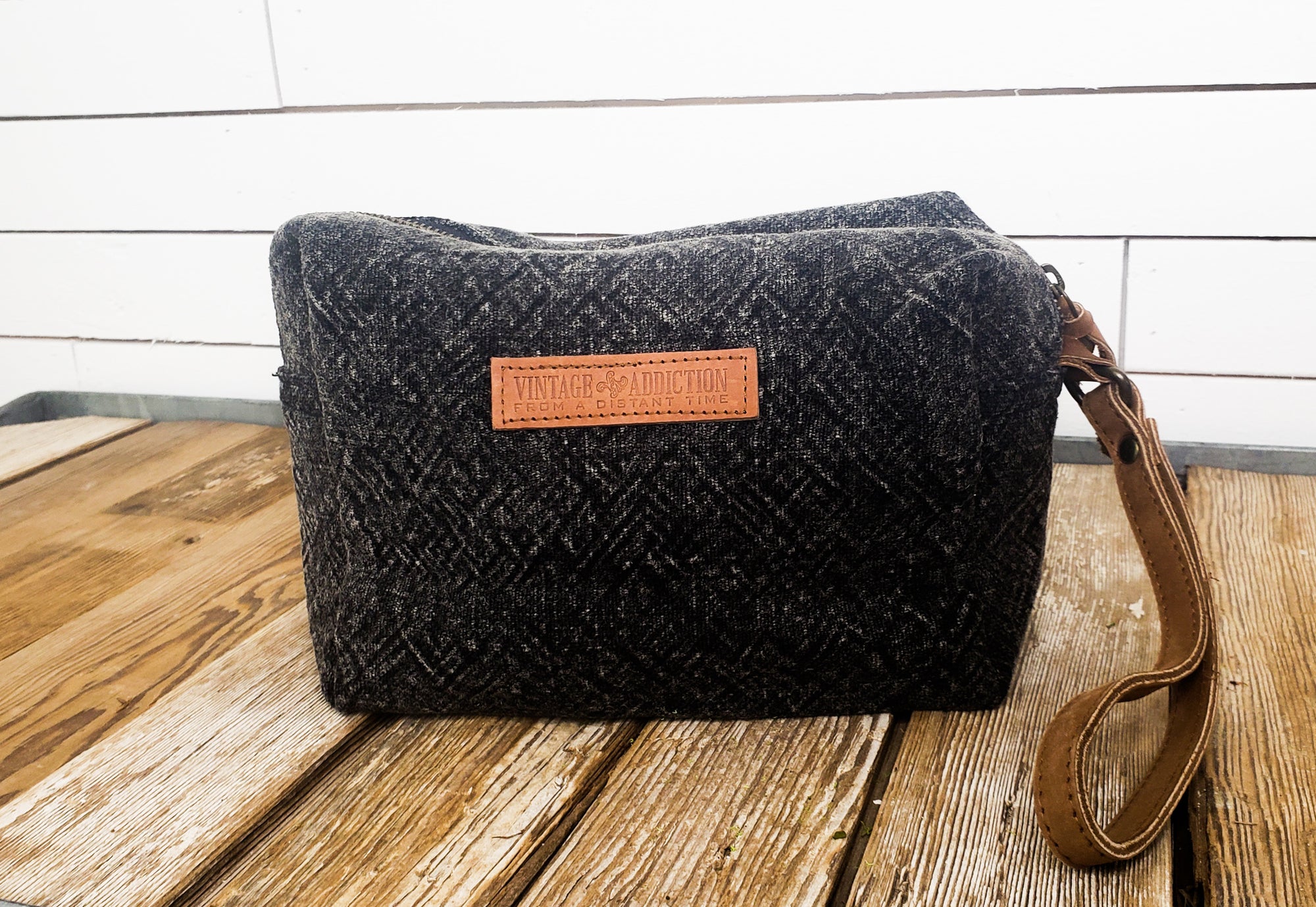 Charcoal Woven Makeup Bag